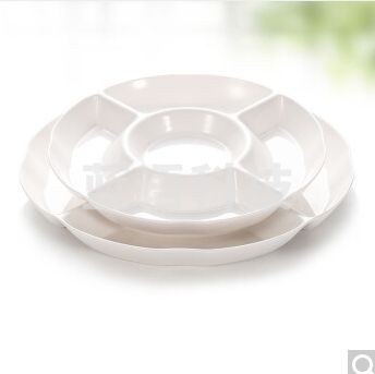酒店餐具家用菜盘拼盘分格圆盘密胺脂水果盘 P00001-10 密胺脂 快餐盘子 (10个起售)