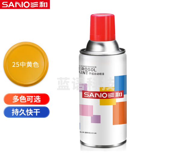 三和（SANVO）J2A25-60-235 普通自喷漆手喷漆 工业防腐金属防锈漆 汽车轮毂改色划痕修复自动喷漆350ML 中黄色