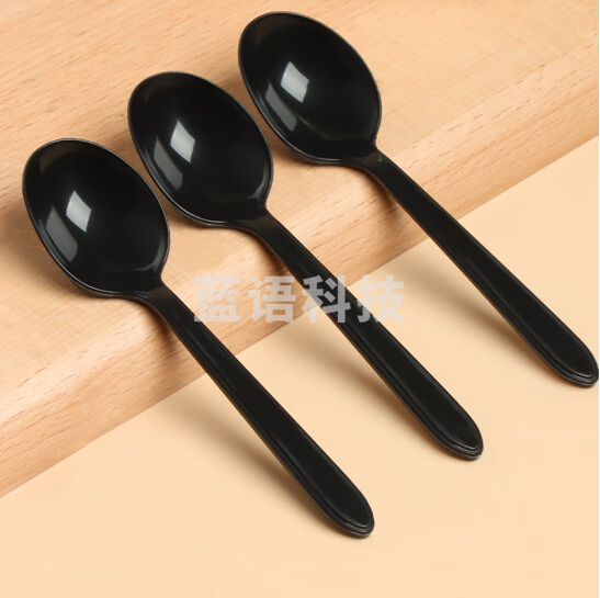 一次性勺子 汤勺 黑色塑料饭勺  外卖勺     货号：JC