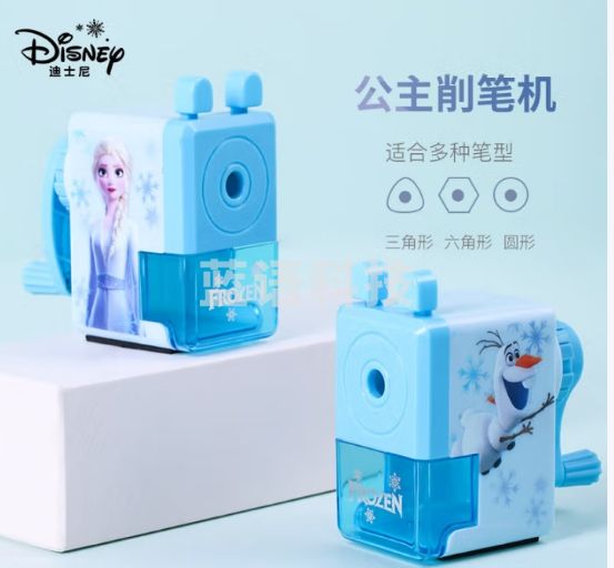 迪士尼(Disney)学生削笔机 自动进铅转笔刀 简约手摇削笔器/卷笔刀/铅笔刀 艾莎公主 蓝色A73092-F1X