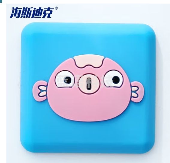 海斯迪克 硅胶防撞垫 门后把手门吸防撞贴垫 卡通防撞贴门把手门后加厚防撞贴HKsq-384 蓝色方形小鱼6个