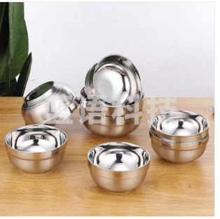 幼儿园儿童饭碗双层隔热商用304不锈钢碗防烫汤碗耐摔耐用(13cm铂金碗)