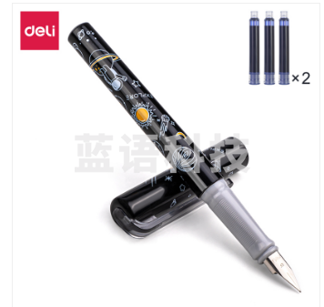 得力A933_中国航天练字钢笔(可擦纯蓝)(1支笔+6墨囊/卡)