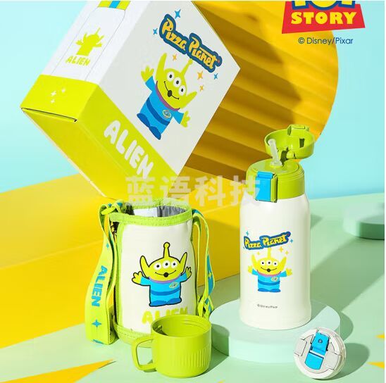 杯具熊（BEDDYBEAR）儿童保温杯带吸管316不锈钢双盖两用大容量儿童水杯壶600ml三眼仔