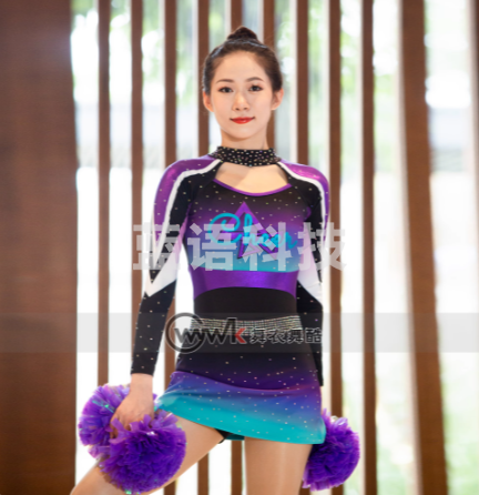 舞衣舞酷啦啦操服拉拉队服黑色 衣服+头饰  五件起售