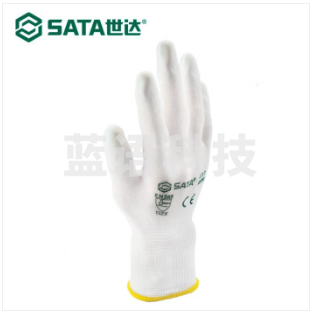 世达(SATA)劳保尼龙防滑耐磨工地工作劳动防护不含硅PU手套(指浸)6 FS0701
