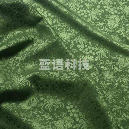 多子多福多寿三多暗纹提花缎微弹明制袄裙马甲披风汉服布面料 草绿 1件=半米
