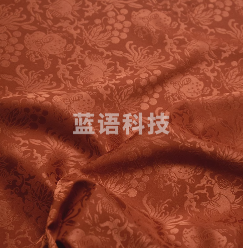 多子多福多寿三多暗纹提花缎微弹明制袄裙马甲披风汉服布面料 宫墙红 1件=半米