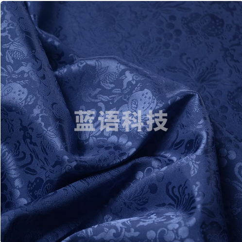 多子多福多寿三多暗纹提花缎微弹明制袄裙马甲披风汉服布面料 蓝宝石 1件=半米