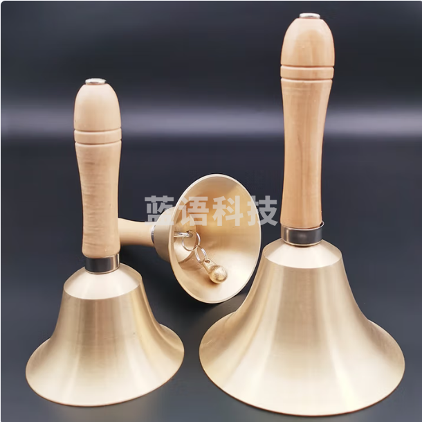 纯铜手摇铃铛响声大摇铃学校上课铃手动打铃黄铜老人铃超中号铃当 中号【黄铜超响铃】一个