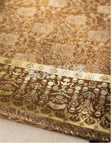 褍正记 莲禄璎珞织金锻马面面料 可可 定位 (1.2*1.5)