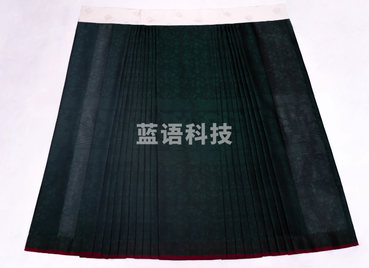 插队绿 仿孔府墨绿凤纹暗花纱马面裙汉服 新版墨绿色面料1定