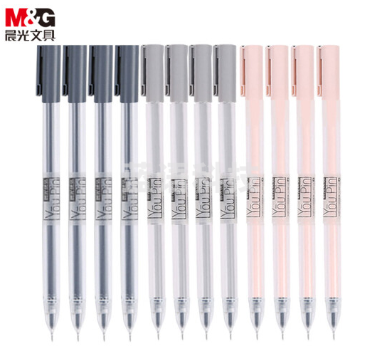 晨光(M&G)优品系列0.35mm黑色全针管中性笔签字笔水笔 12支/盒AGPA1704