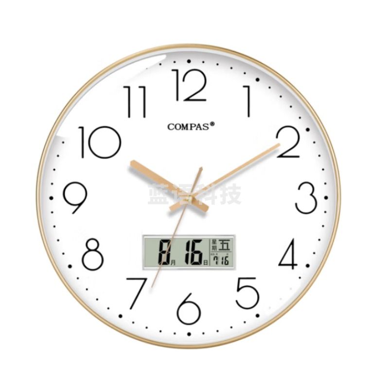 康巴丝 挂钟时钟简约万年历钟表电波钟
