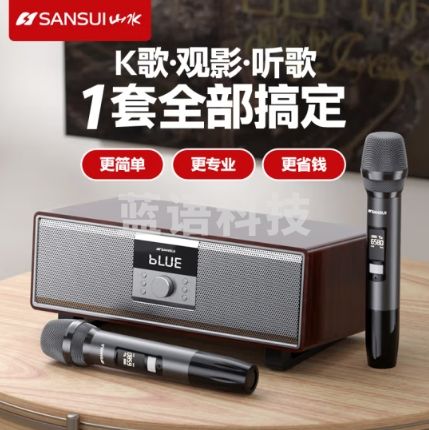 山水（SANSUI）T76 家庭ktv音响套装 电视卡拉ok一体机桌面k歌音响家用hifi无线蓝牙音箱低音炮 双话筒