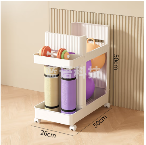 百露瑜伽收纳筐健身器材收纳筒运动器械篮羽毛球架装泡沫轴收纳置物架 运动器材置物架【天使白】