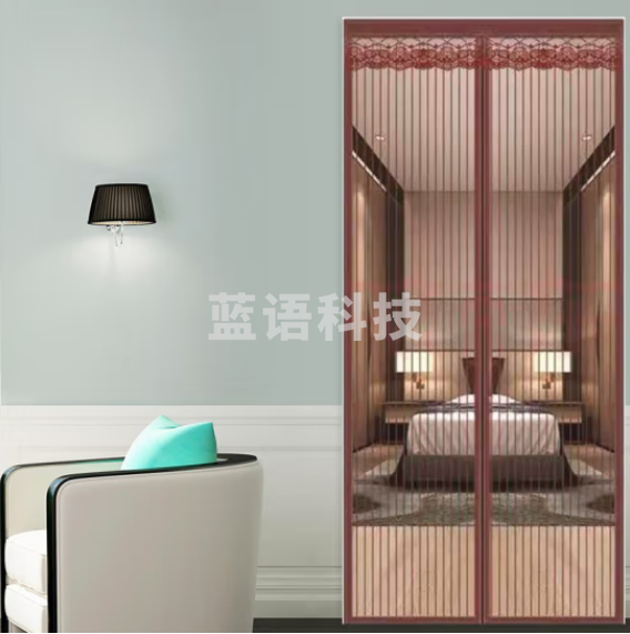 宫薰 魔术贴防蚊门帘全磁吸夏季防蚊纱窗网自装纱网条咖85x200cm  ERMF03011611317055