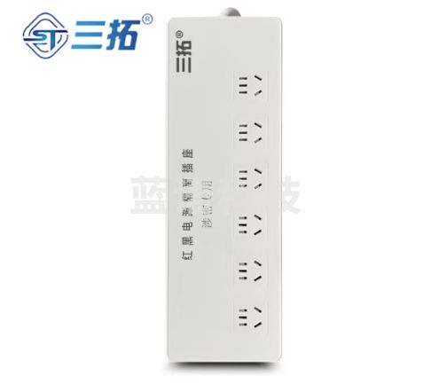 三拓 红黑电源滤波隔离安全插座 防电磁波信息泄露插排 6位5米线