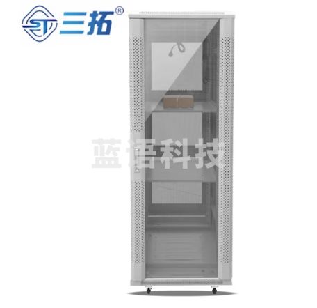 三拓 网络服务器机柜高90宽60深100 RAL7305色9折型材（配导轨盲板）前玻璃后平网门ST.6018G