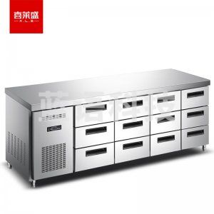 喜莱盛 2米12抽屉 抽屉式风冷保鲜工作台商用冷柜 企业厨房冰箱不锈钢平冷操作台冷藏保鲜冰柜