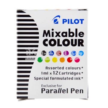 日本百乐(PILOT)平行笔彩色墨胆 日本百乐钢笔水性颜料墨水囊 12色装 IC-P3-AST原装进口