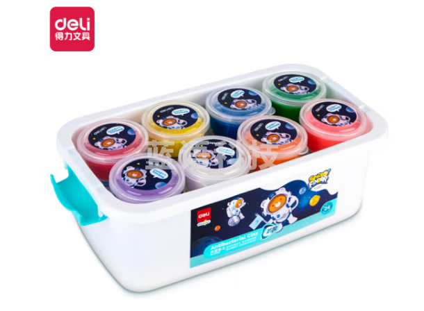 得力67853_24色抗菌粘土(混)(桶)