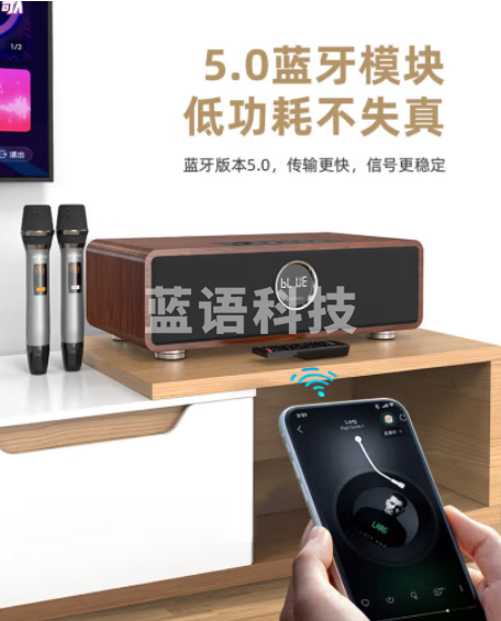 山水（SANSUI）P600家庭ktv音响套装电视卡拉ok一体机桌面k歌音响家用hifi无线蓝牙音箱低音炮 深木纹