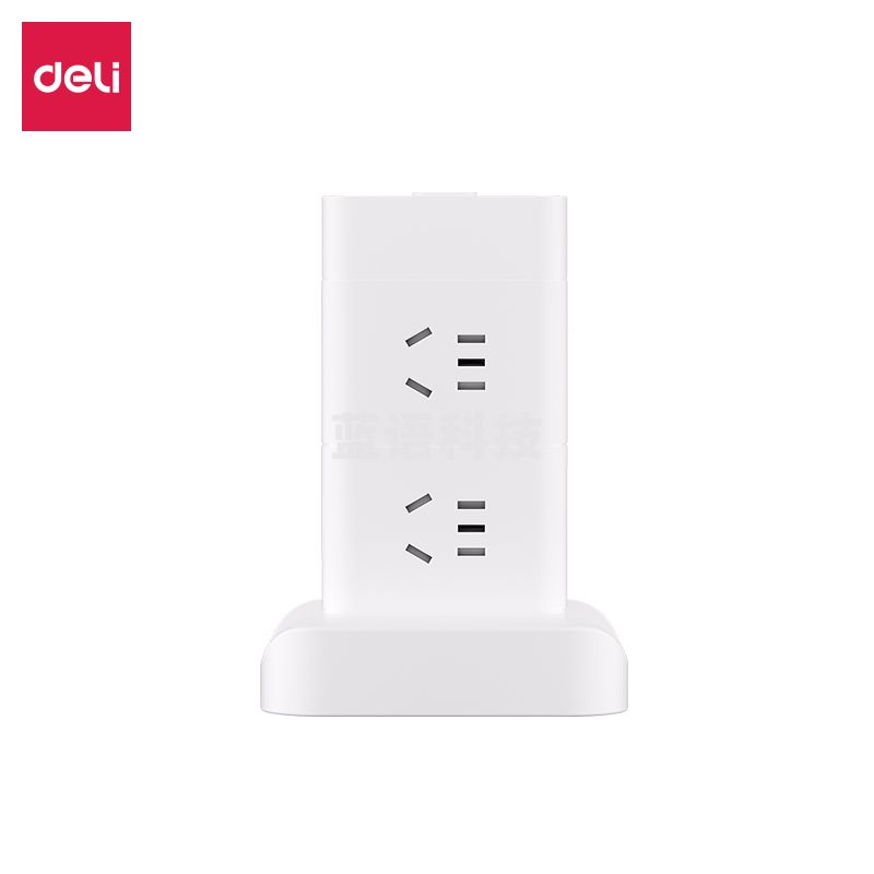 得力LU5051延长线插座_8组_1.8米_彩盒装(白)(个)