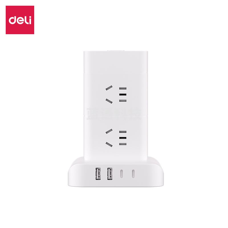 得力LU5052延长线插座_8组2A2C_1.8米_彩盒装(白)(个)