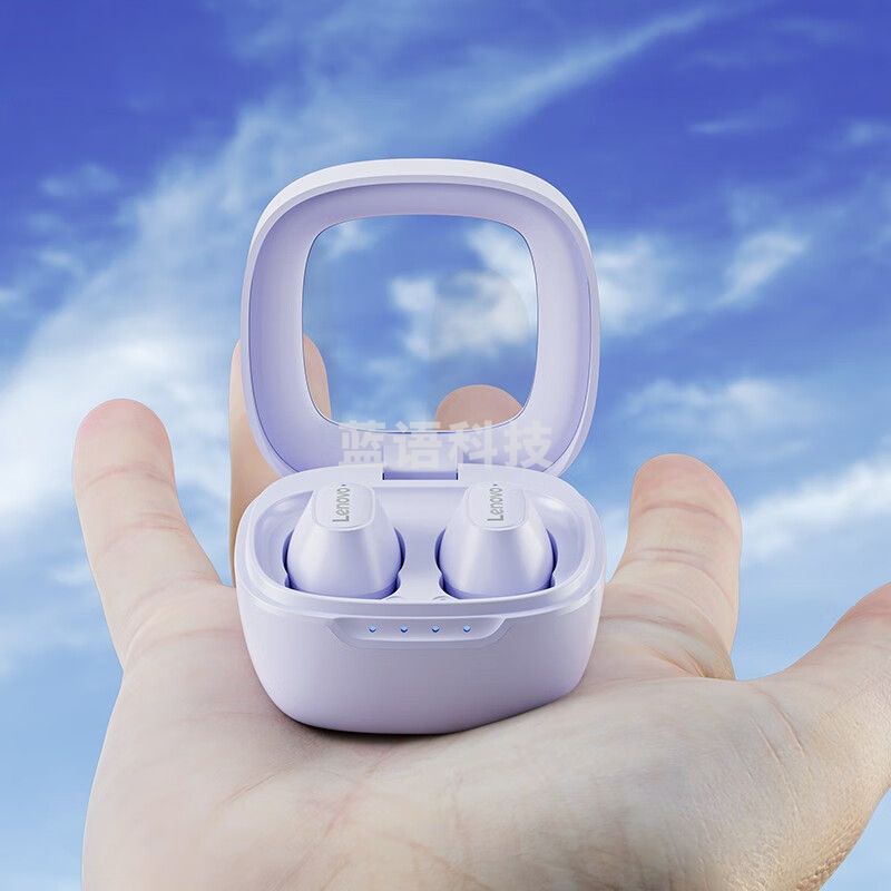 联想ThinkPlus  XT62真无线蓝牙耳机降噪运动跑步夹耳式低延时适用华为xiao米oppo苹果荣耀vivo手机紫色