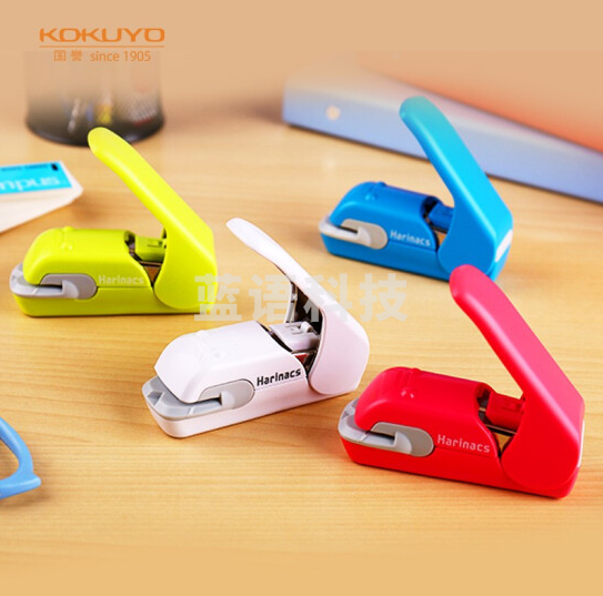 国誉(KOKUYO)SLN-MPH105B压纹型环保无针订书机订书器学生办公用品小巧便携可装订5张纸 蓝色