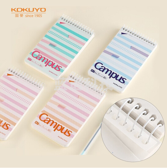 国誉(KOKUYO)WCN-SA7506螺旋A7笔记本子Gambol渡边学生记事本软抄本 7mm横线14行 80张/本 4本颜色随机