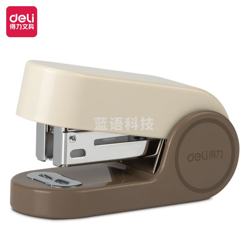 得力(deli)TA201迷你小号订书机 学生办公轻巧便携 马卡龙色订书机/装订器/订书器 棕色