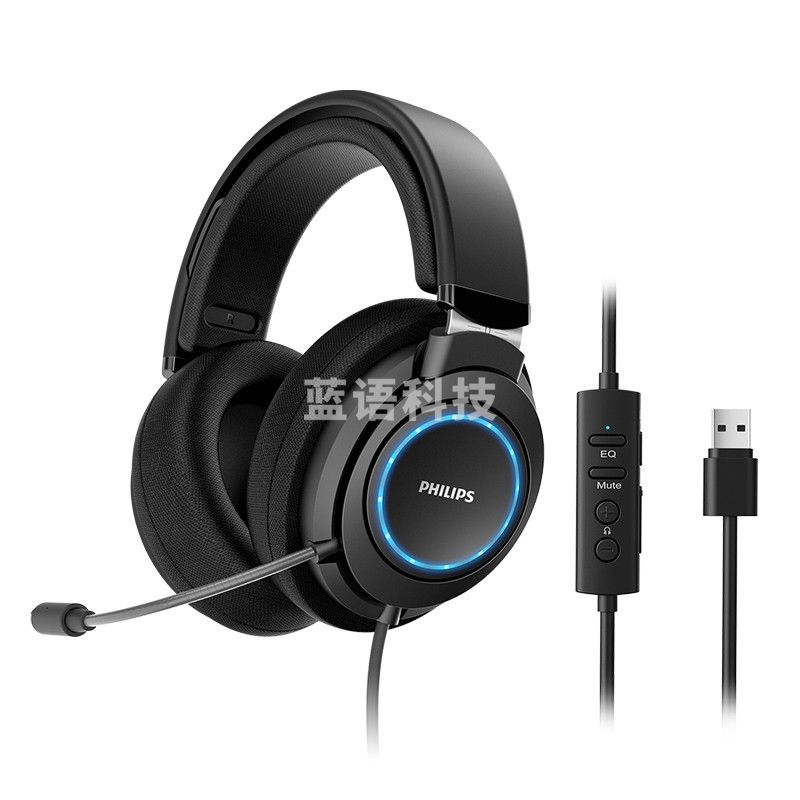 飞利浦(PHILIPS)TAG6105BK SHP9500游戏版  7.1虚拟环绕头戴式电脑电竞线控带麦耳机 黑