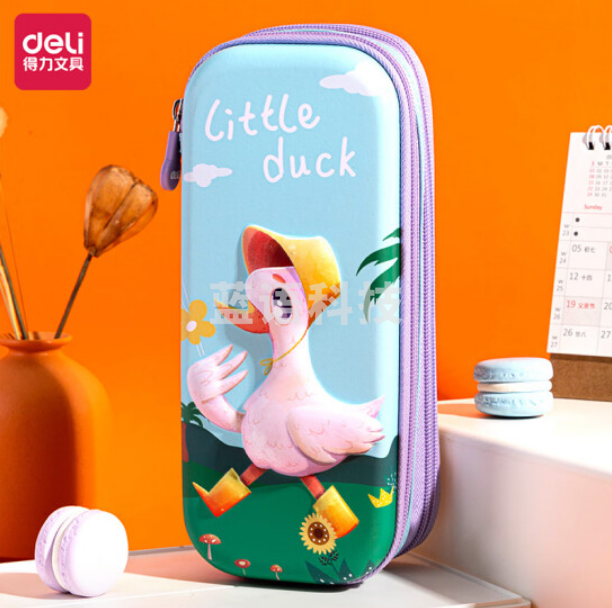 得力（deli）BC113-T01大容量儿童铅笔盒 3D立体动物EVA笔袋 耐摔抗压小学生文具盒 小鸭款