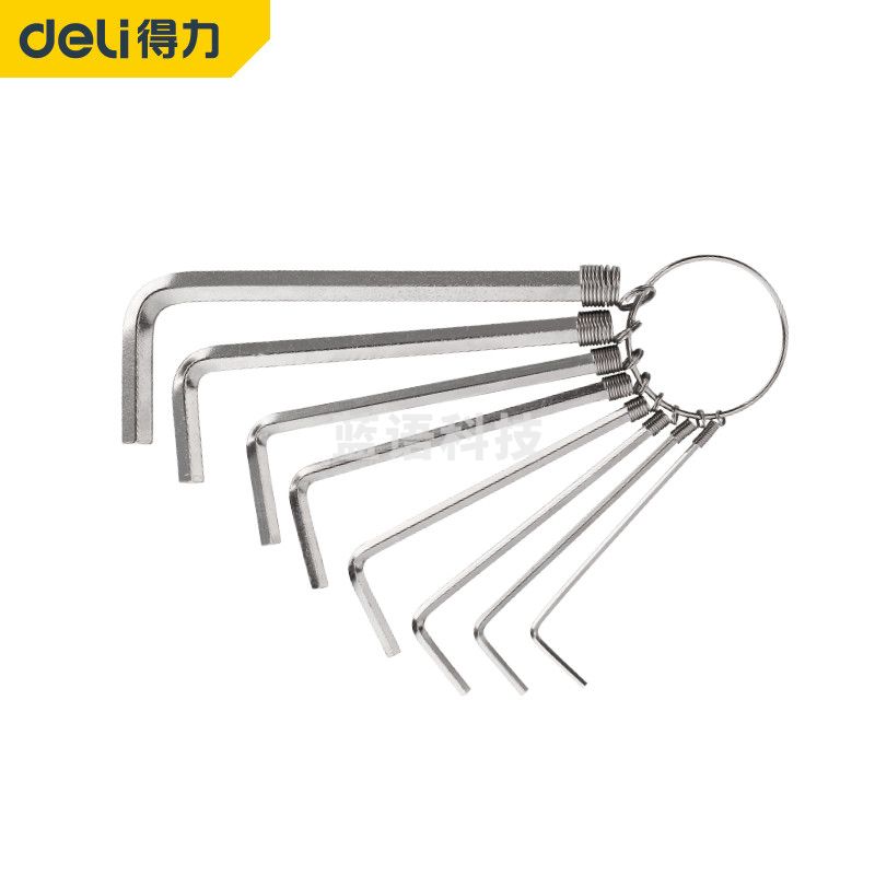 得力DL3080内六角扳手套装内六角螺丝刀球头内六方扳手加长6角工具 吊环平头8件套1.5-6mm(标准型)