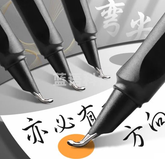 金值 1支美工钢笔+10墨囊 书法专用弯尖弯头练字硬笔书法刚笔0.7笔尖成人签字签名钢笔女生可替换墨囊瘦金体