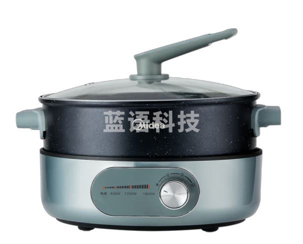美的DHE2851 电火锅 圆形分离式麦饭石涂层不沾锅 煎烤煮炖1800W三挡大火力 28口径5L圆形
