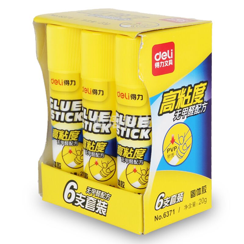 得力(deli) 20g高粘度PVP固体胶水 无甲醛快干耐用胶棒 6支装6371