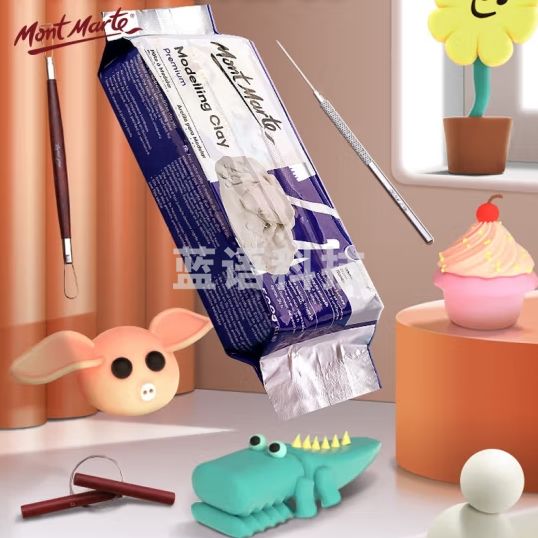 蒙玛特(Mont Marte)陶泥石塑粘土白色500g 儿童diy手工制作陶艺立体雕塑材料 自然风干塑形泥软土MMSP0005CN