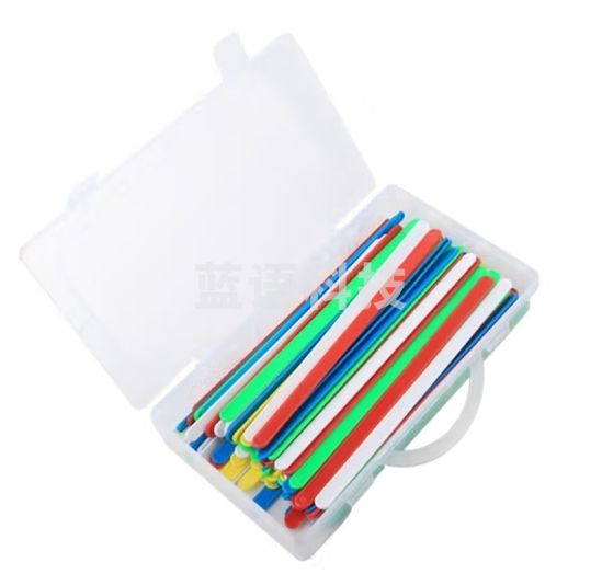 六鑫 数学小棒盒装一二年级儿童数数棒计数棒小学生加减计算棒 数学启蒙算术加减幼儿园学具 20cm彩色扁形计数棒100根盒装