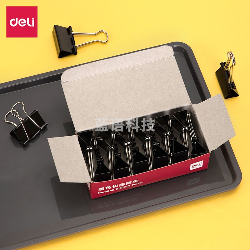 得力(deli) 9543-3号长尾票夹32mm筒装(黑)(12只/盒) M&C58617