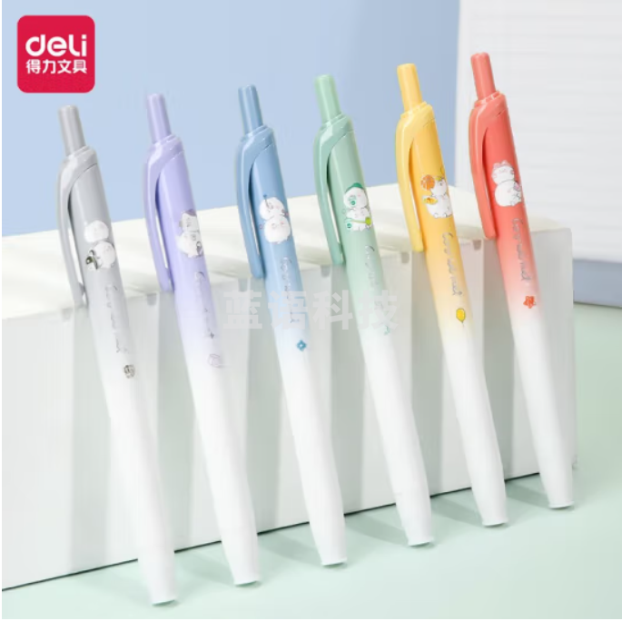 得力S130按动荧光笔(马卡龙色系)(混)(6支/盒)