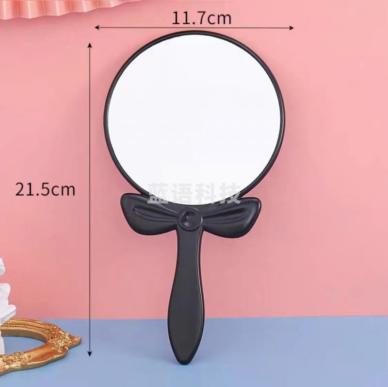 化妆补妆蝴蝶结圆镜，手柄镜，梳妆镜
