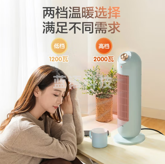 小熊（Bear）DNQ-C20B1 绿色 取暖器暖风机电暖气家用大面积电暖器小型立式热风机快速取暖电器桌面电暖风