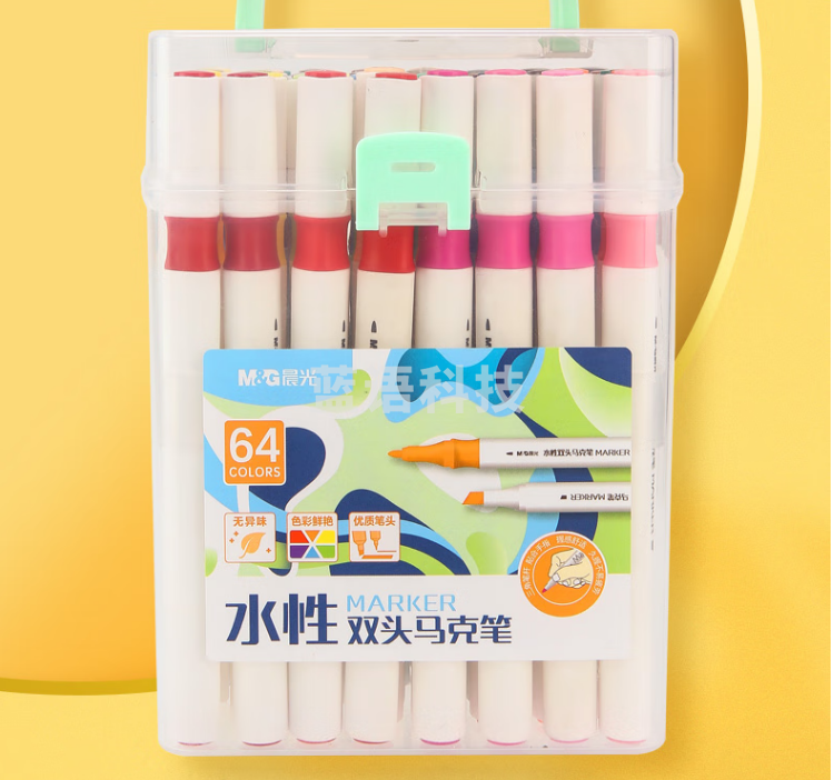 晨光(M&G)APMT4205 64色双头三角细杆水性马克笔 无异味 纤维笔头宽头约5mm （盒）
