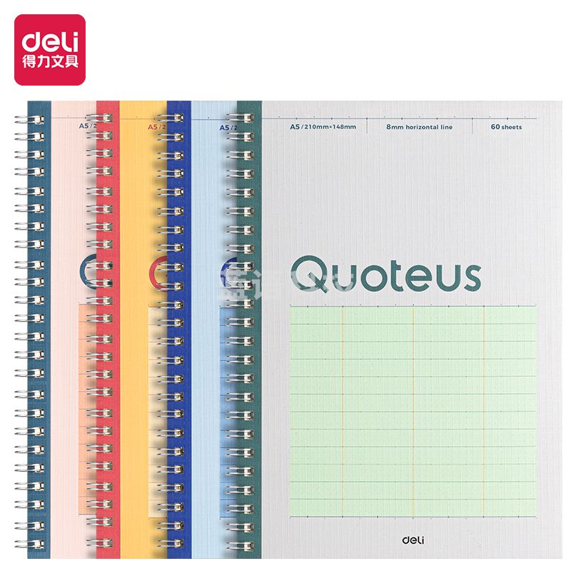 得力A5螺旋本线圈本60张记事本记事本(高效笔记本)LA560