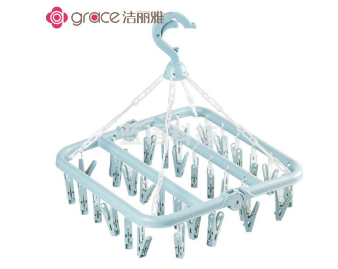 洁丽雅(Grace)衣架32夹JA0614可折叠多功能衣架内衣袜子夹子衣架