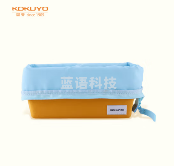 国誉(KOKUYO)PENCASE笔袋大容量铅笔盒斜面翻折笔袋 黄·蓝 WSG-PC242YB