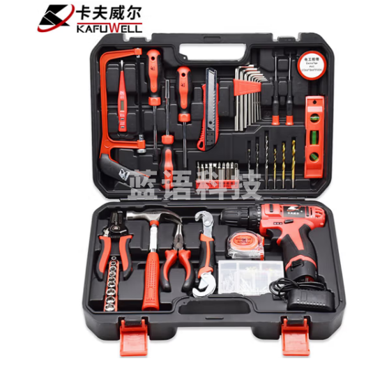 卡夫威尔 109件套家用手电钻工具箱套装充电电动螺丝刀电工维修 P2982A